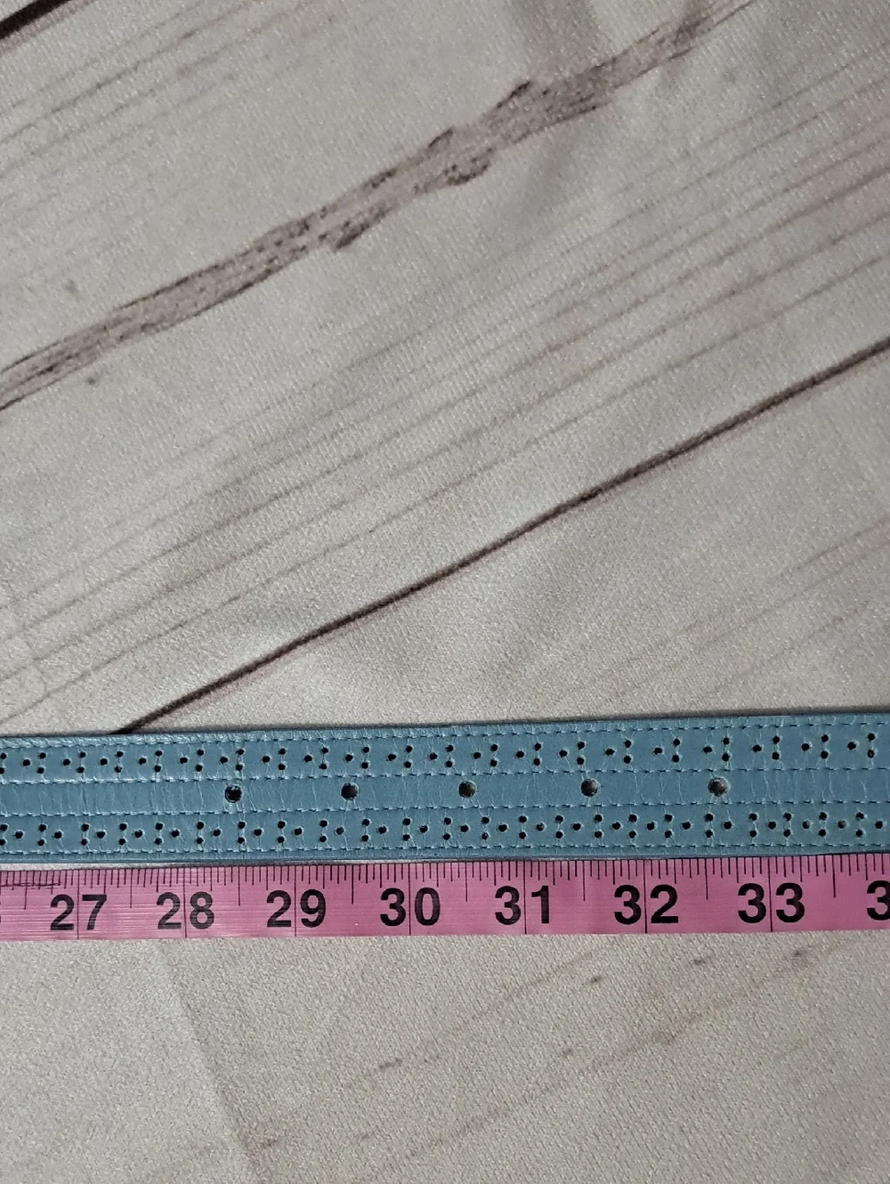 Avignon Light Blue Perforated Leather Belt Size Large 31